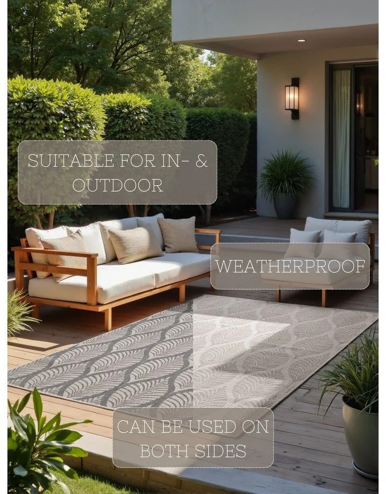 Szürke-elefántcsont színű kültéri-beltéri szőnyeg 200x290 cm Duet Liora – NORTHRUGS