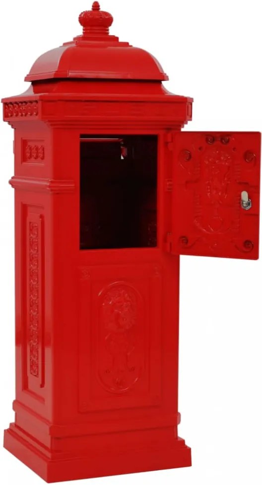 piros, vintage, rozsdamentes alumínium álló postaláda