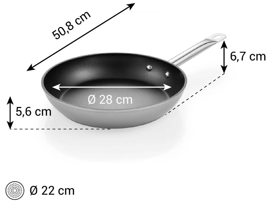 Tescoma GrandCHEF+ serpenyő átmérője 28 cm, 28 cm átmérőjű