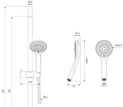 OMNIRES YOSEMITE-SBL - YOSEMITE zuhanyszett matt fekete kivitelben