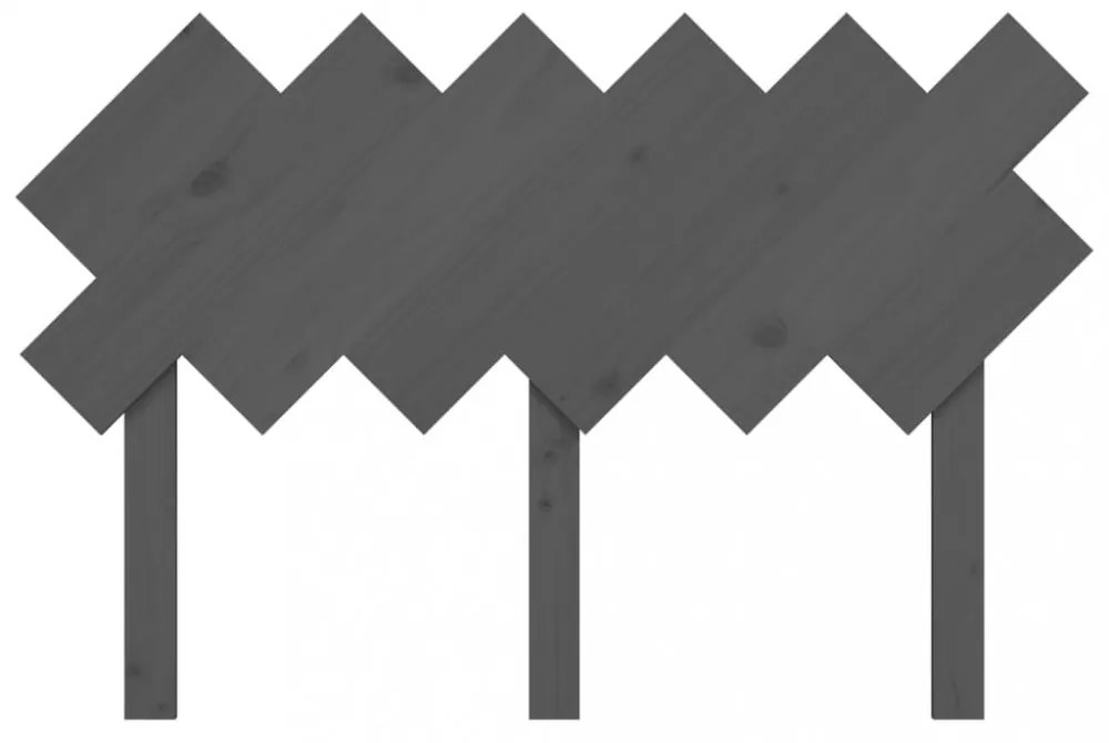 szürke tömör fenyőfa ágyfejtámla 122,5x3x80,5 cm