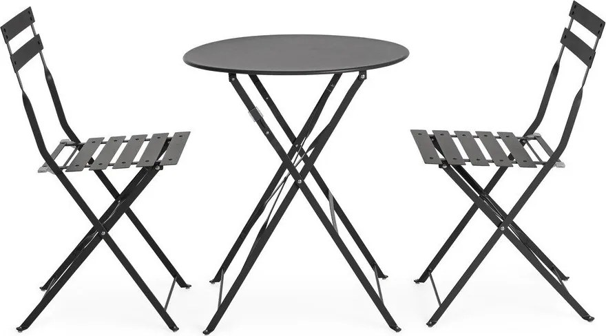 Antracitszürke acél kétszemélyes kerti étkezőgarnitúra Austin – Bizzotto