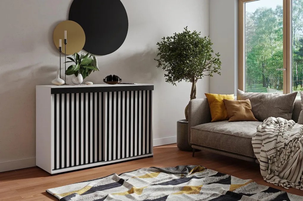 Malani Duplo 120 Tolóajtós Komód 120cm, Fehér