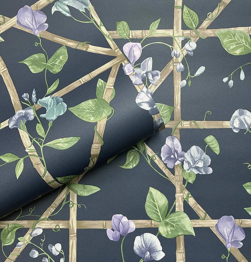 Holden Decor Imaginarium 3 Trailing Floral Trellis sötétkék rácsos papír tapéta – 14202