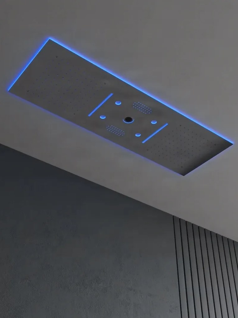 Falba süllyesztett zuhanyrendszer ELITE EDITION BCS1045, 6 funkcióval, LED-világítással, termosztáttal és többféle felülettel — Gunmetal szürke —…
