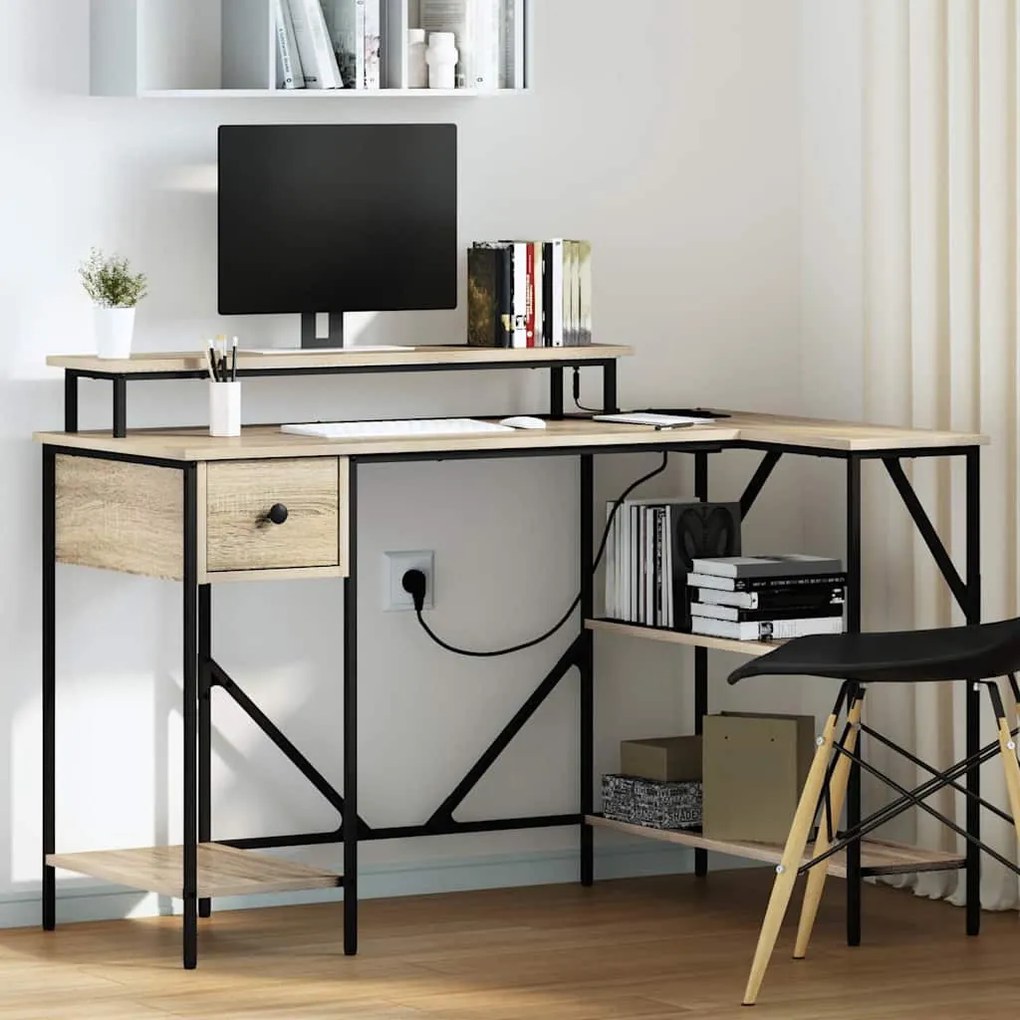 Asztal fiókkal sonoma tölgy 120 x 79 x 86.5 cm Faanyag