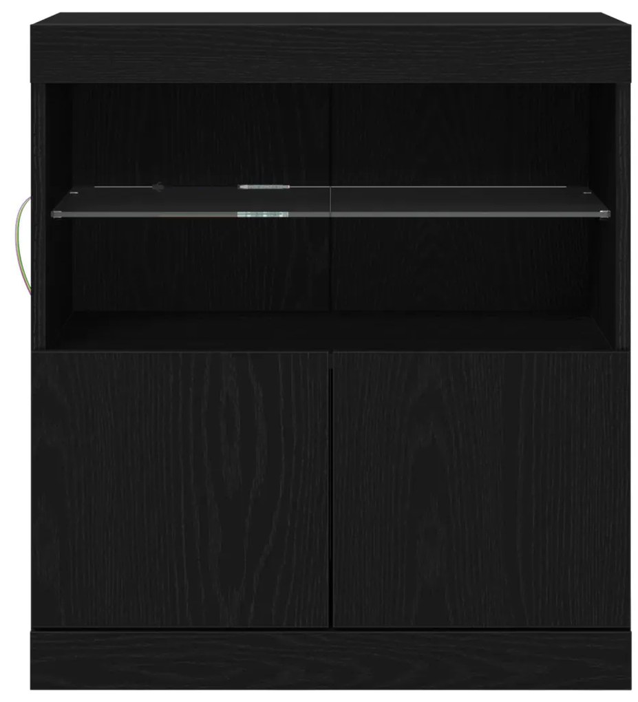LED világítással ellátott fekete tölgy oldalszekrény 60x37x67 cm
