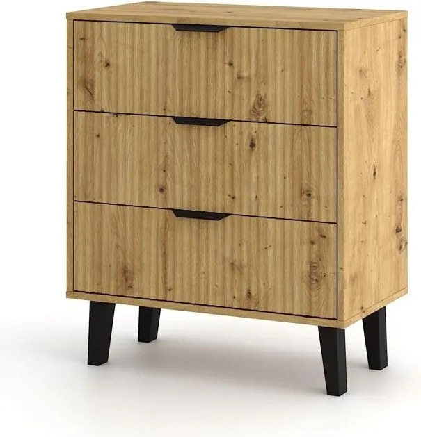 SCANDI 3S Slim komód 70x39x81.5 cm, tölgy-fekete