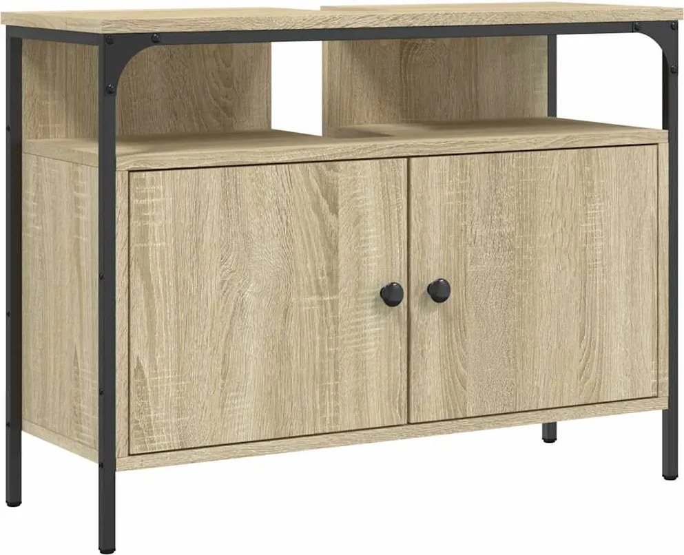vidaXL sonoma tölgy szerelt fa fürdőszobai mosdószekrény 80x30x60 cm