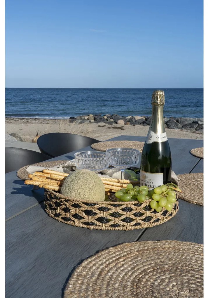 Nerja fonott tálca, tengerifű, fekete-natúr, 38 cm