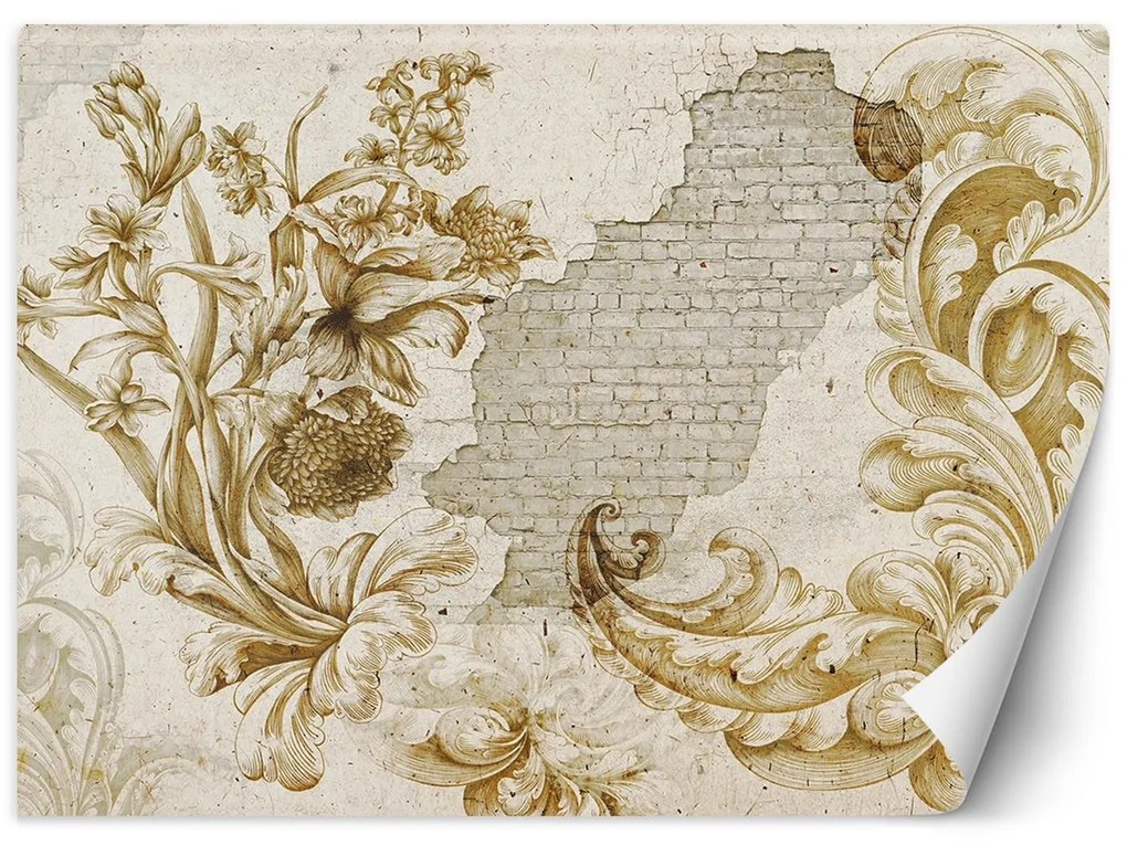 Gario Fotótapéta Növényi freskó egy hulló vakolatra Anyag: Vlies, Méret: 150 x 105 cm