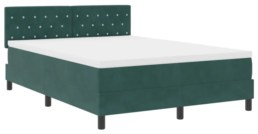 Boxspring Ágy Mattal Sötét Zöld 160x200 cm Bársonyos