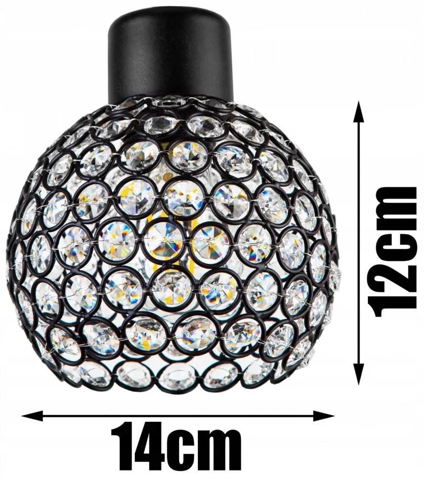 Crystal Ball állítható függőlámpa fekete 3x E27 + ajándék LED izzó