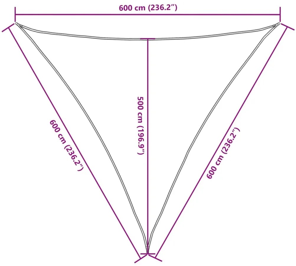 sötétzöld háromszög alakú oxford-szövet napvitorla 6 x 6 x 6 m