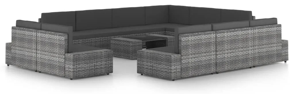 vidaXL 12 részes szürke polyrattan kerti ülőgarnitúra párnákkal
