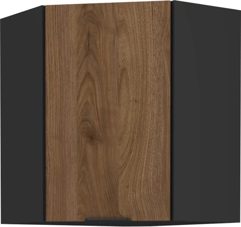 Felső sarokszekrény okapi dió/fekete, MENZO 60x60 GN-72 1F