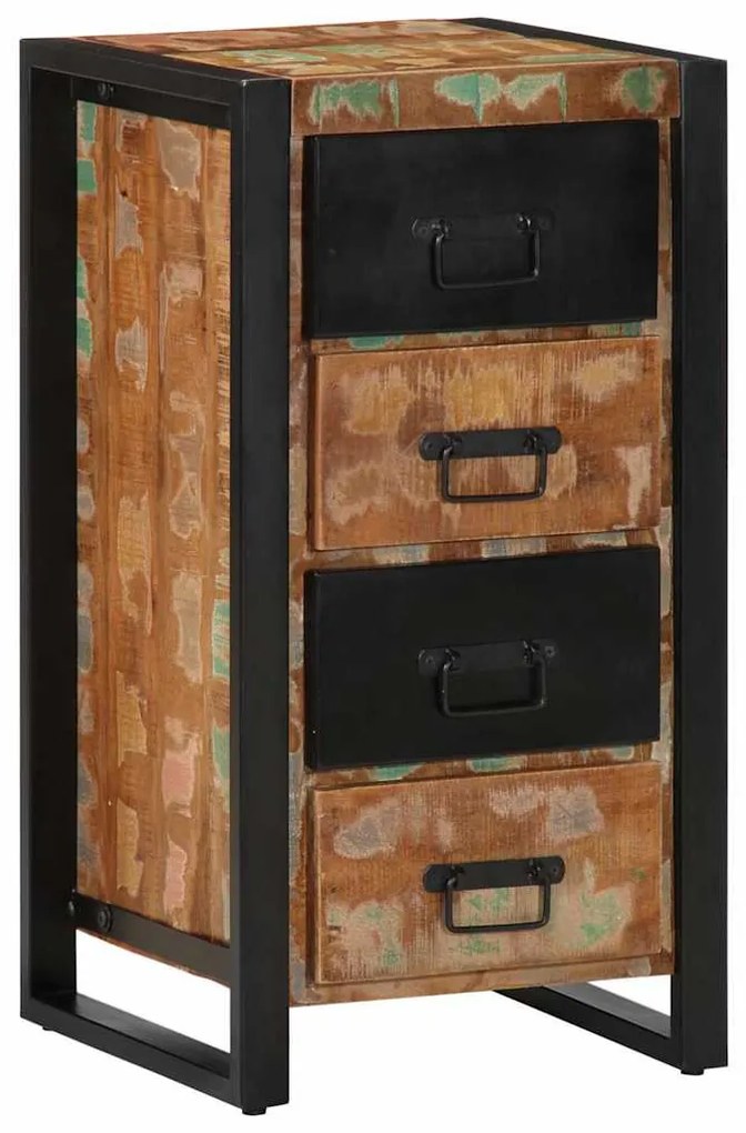 többszínű tömör újrahasznosított fa fiókos szekrény 40x40x75 cm