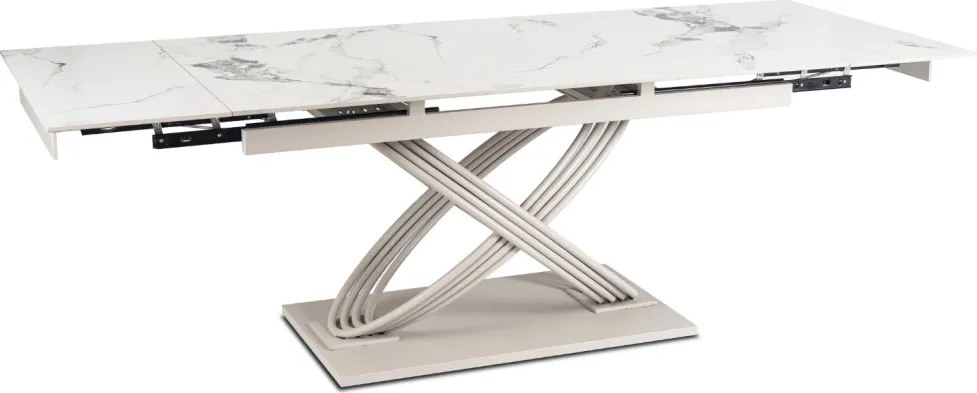 Stół IBIZA Ceramiczny Rozkładany 160-240 cm Biały Marmur/Kaszmir