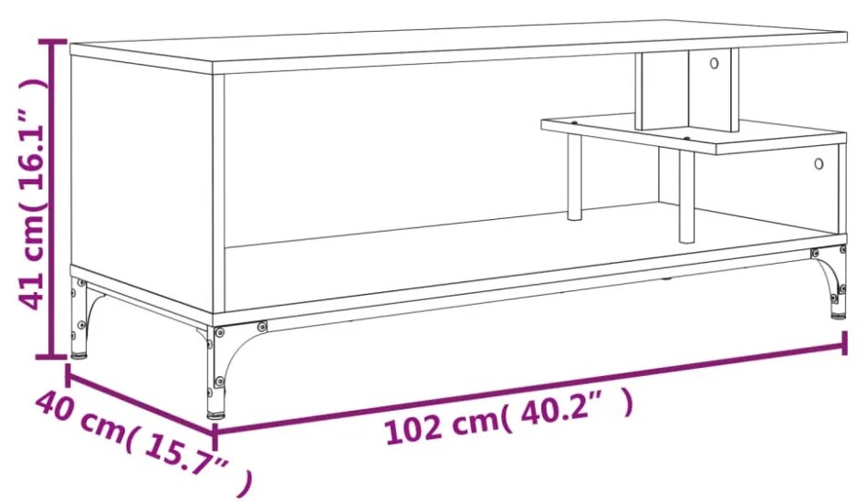 fekete szerelt fa/porszórt acél TV-szekrény 102 x 40 x 41 cm