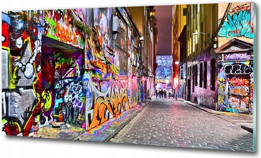 Fotó üvegfestmény Színes graffiti 125x50