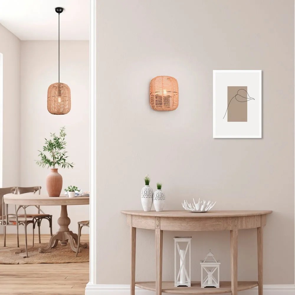 Világosbarna függőlámpa textil búrával ø 25 cm Runa – Trio