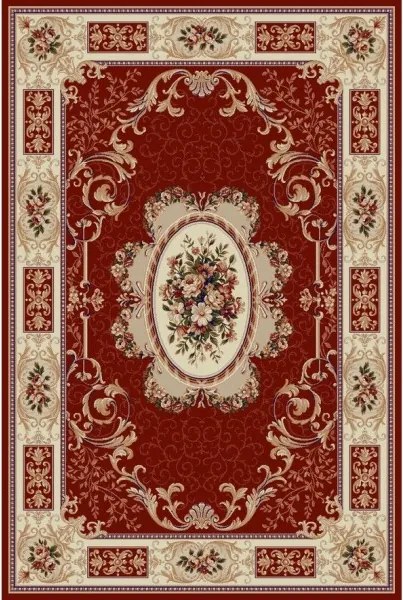 Vörös szőnyeg virágokkal és geometriai mintákkal 542