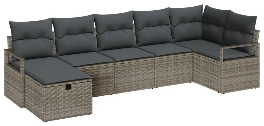Kerti Kanapé Szett 7 pcs Szürke 287 x 122 x 85 cm Poli rattan