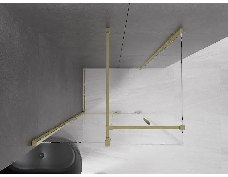 Mexen Velar, zuhanykabin tolóajtóval 90 (ajtó) x 85 (fal) cm, 8mm átlátszó üveg, arany matt, 871-090-085-01-55