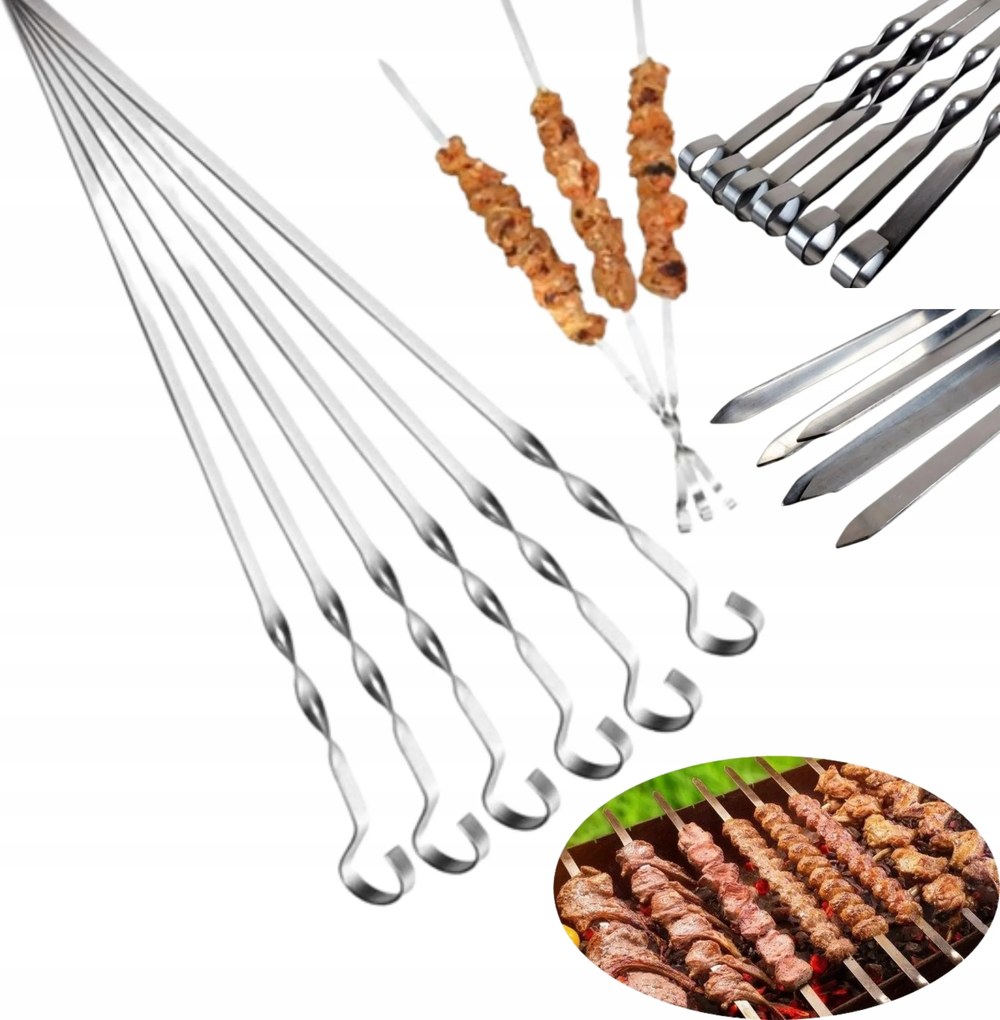 Nyárs Csontvelő Hús Nyárs Grillezéshez 6DB 60cm Rozsdamentes