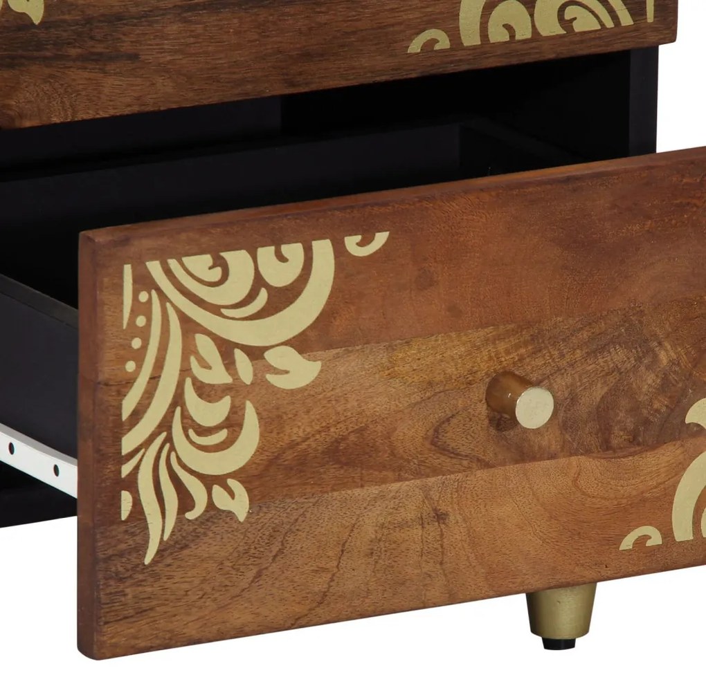 vidaXL Éjjeliszekrény 2 pcs Méz barna 40 x 33 x 46 cm Tömör Mangófát