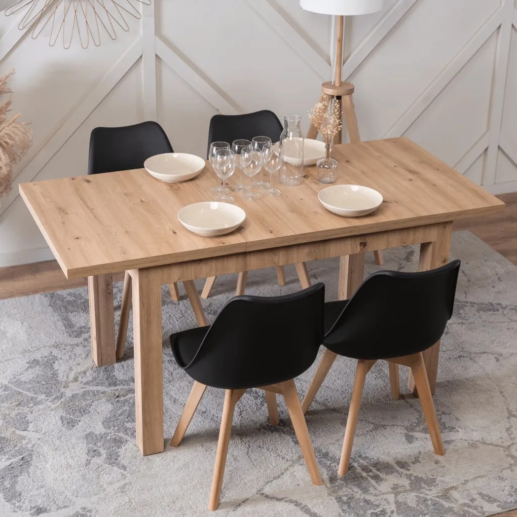 Bővíthető étkezőasztal 120–160 cm Artisan tölgy színben – SKUBI