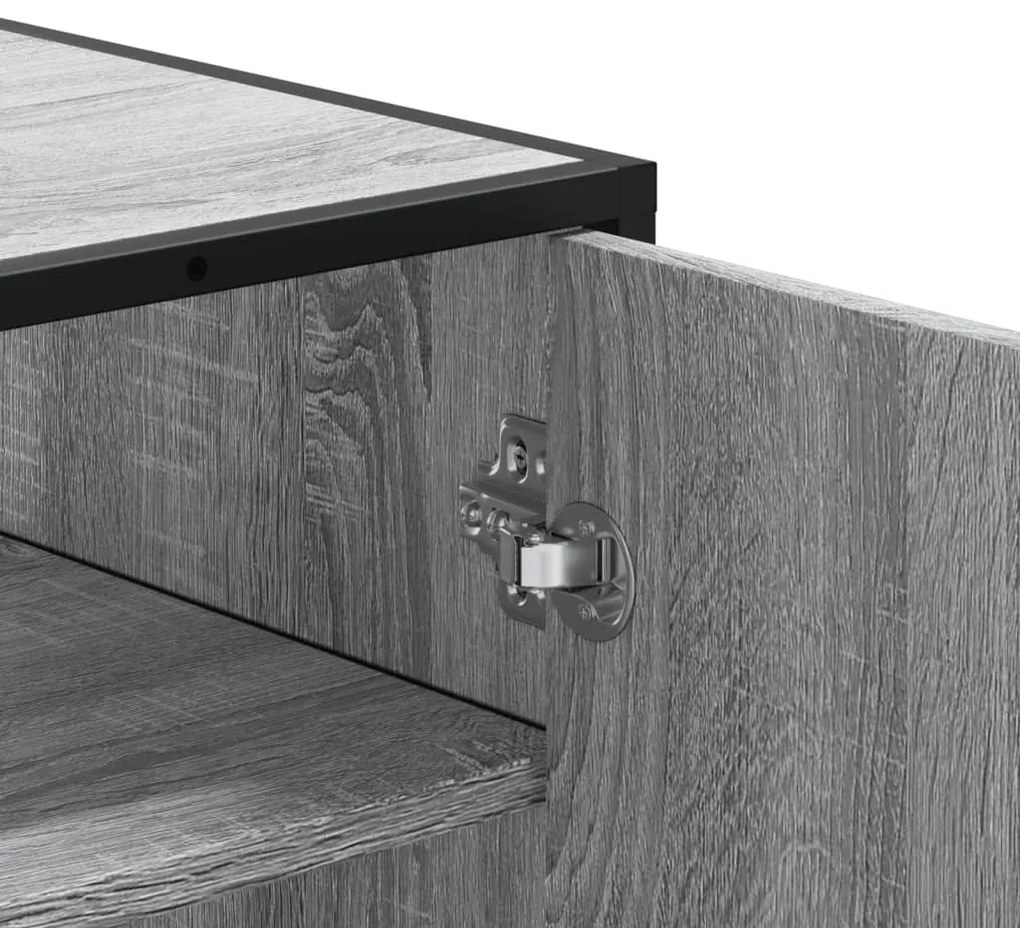 szürke sonoma szerelt fa és fém cipőszekrény 75 x 38 x 97,5 cm
