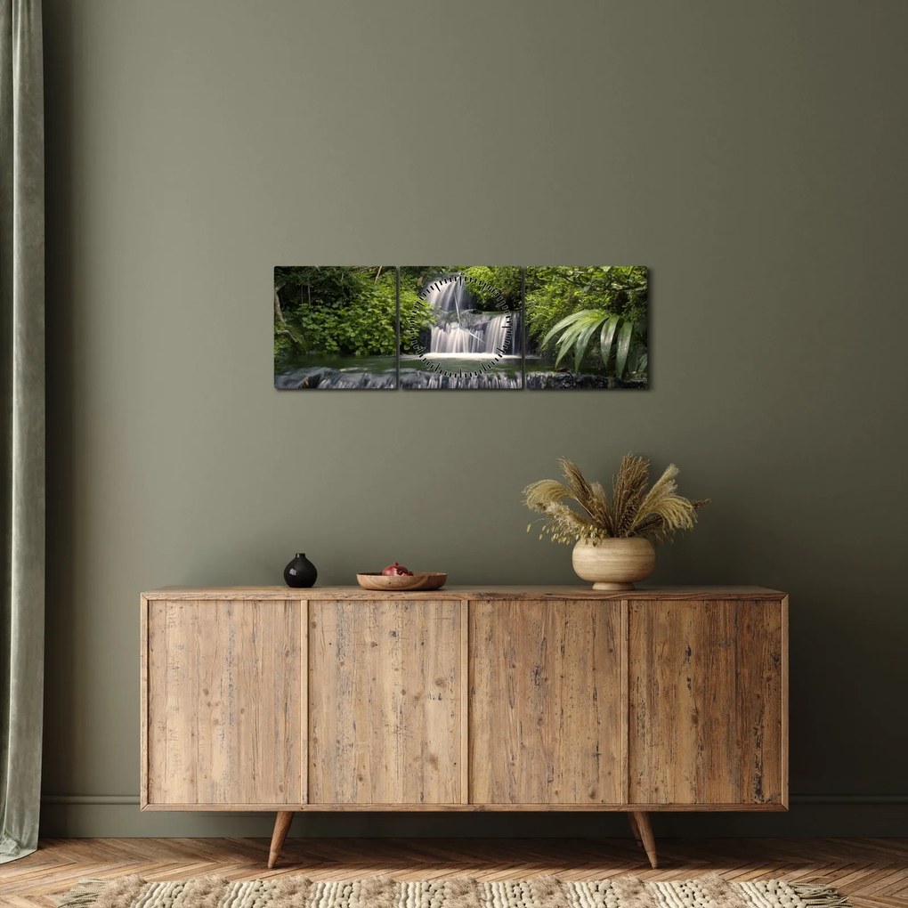 Kép - Vízesések (órával) (90x30 cm)