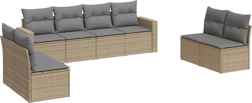 vidaXL 8 részes bézs polyrattan kerti ülőgarnitúra párnával
