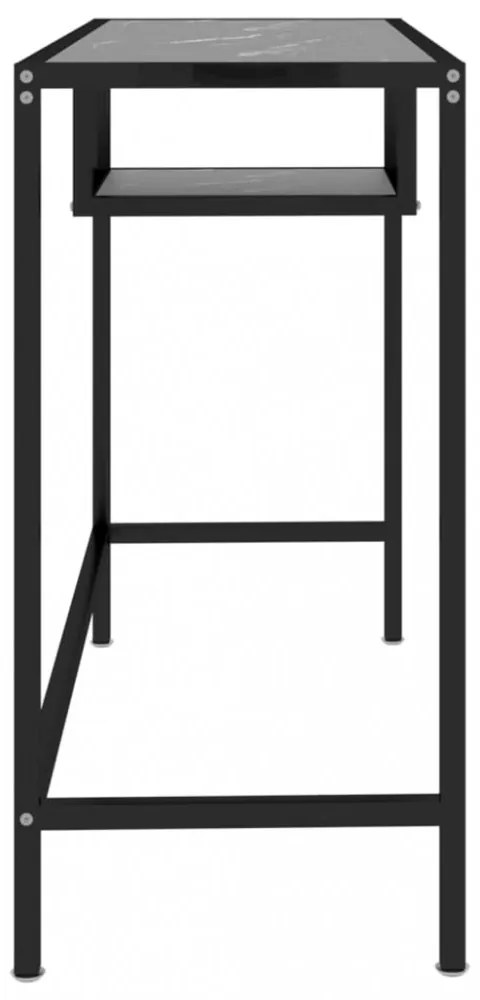 fekete márvány edzett üveg számítógépasztal 100 x 36 x 74 cm