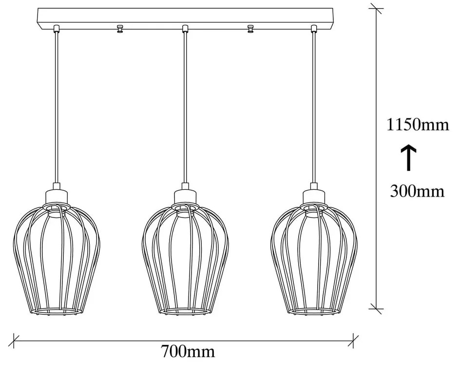 Tel Long fekete 3 izzós függőlámpa - Opviq lights