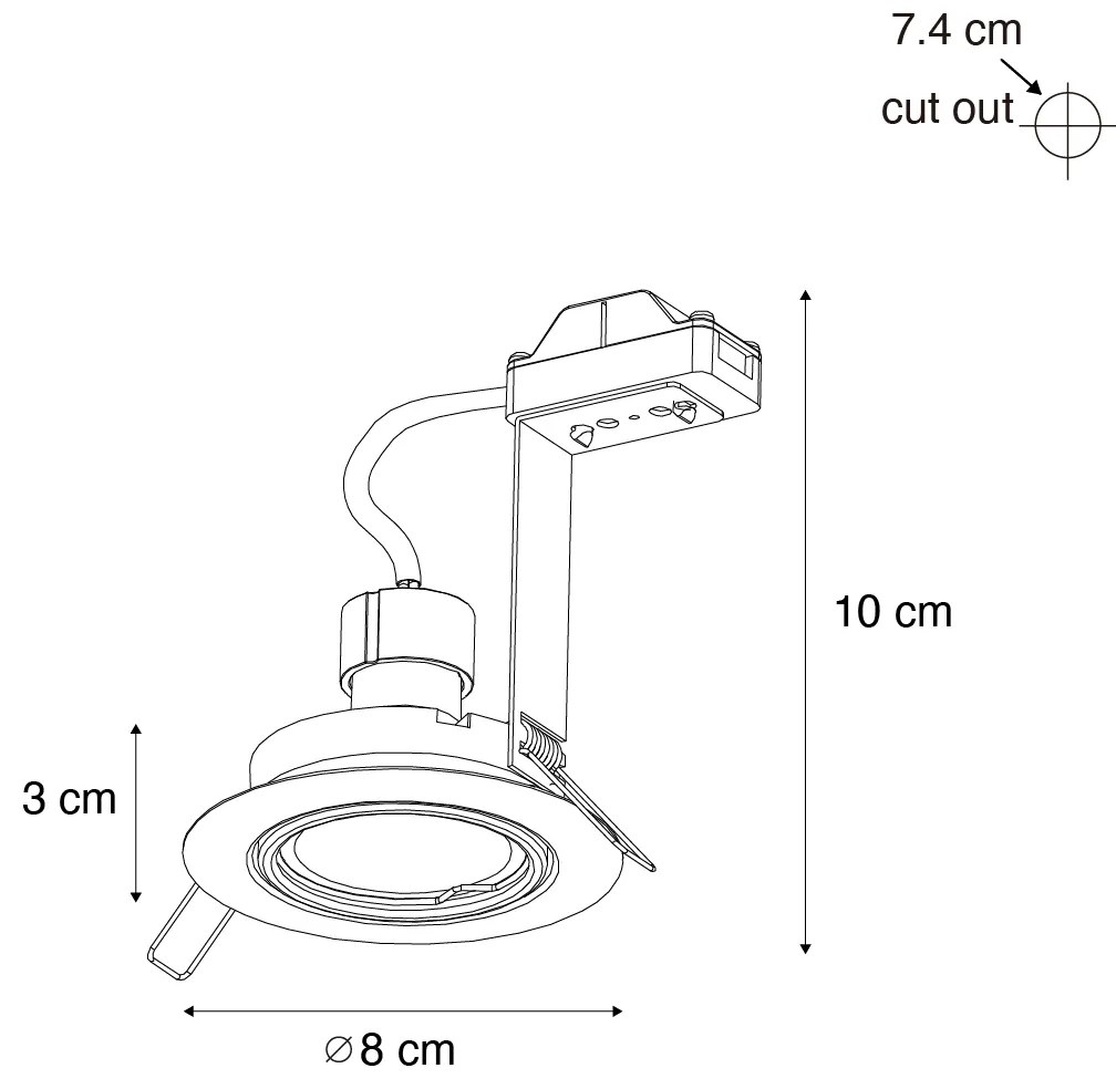 6 darabos modern fegyverszürke GU10 50mm kerek dönthető beépíthető spotlámpa szett - Edu