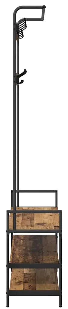 Kabáthorog polcokkal tárolóval Régi fa 95 x 34 x 184 cm Faanyag
