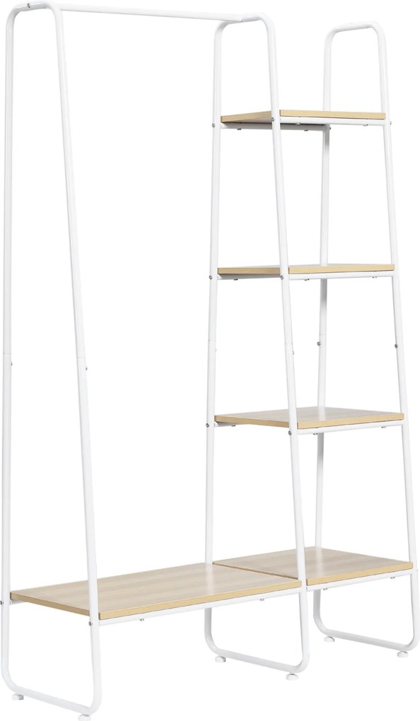 HOMCOM Fa Ruhafogas 5 Polccal és Akasztóval, Nagyítás 101x39x160 cm, Természetes | Aosom