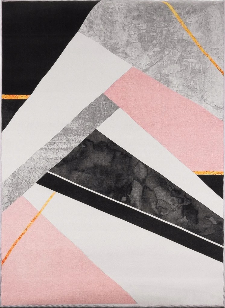 Szőnyeg 120x170 Rózsaszín-szürke Nappaliba Modern Geometrikus Csúszásgátló