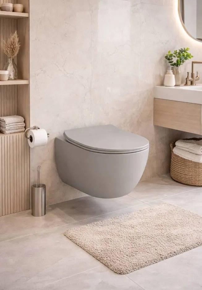 CeraStyle CITY fali WC - MATT SZÜRKE - rimless - perem nélküli - rejtett rögzítésű - 53 cm
