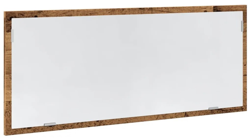 antik fa színű szerelt fa LED-es fürdőszobatükör 100x8,5x37 cm