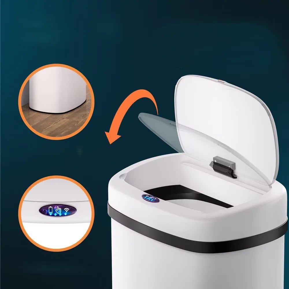 Deuba Érintésmentes szögletes szemetes konténer USB-vel 50 L - fehér