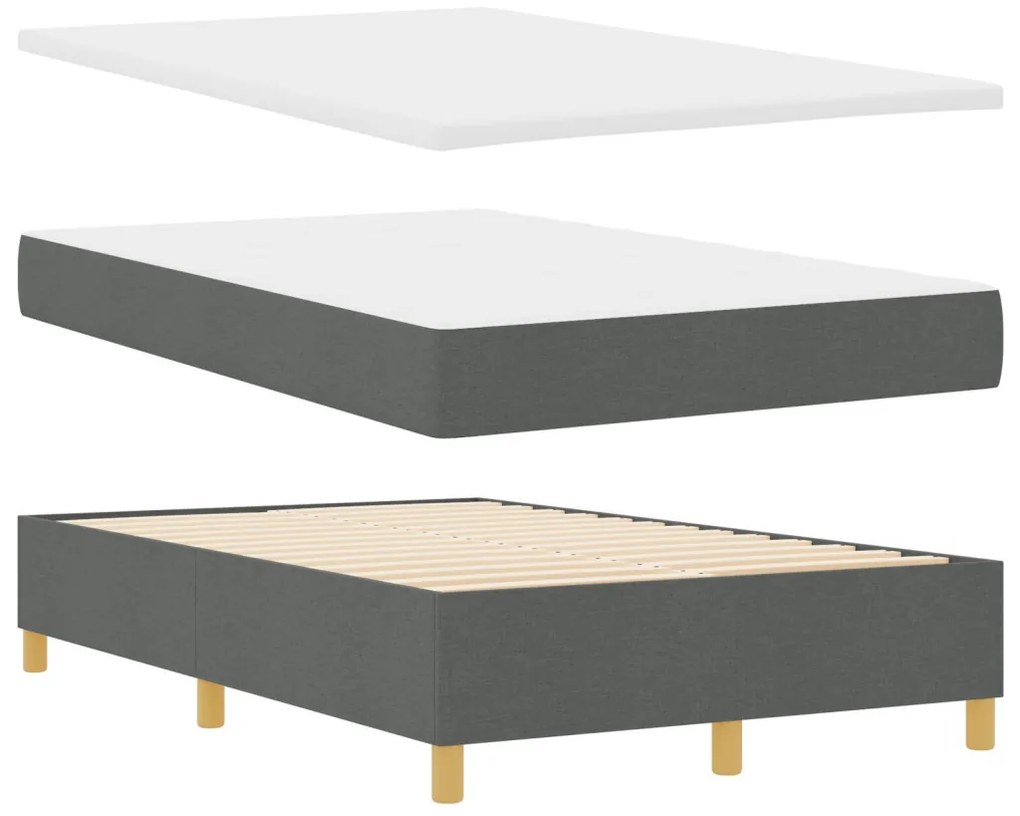 Box Spring Ágy matraccal és paddal Sötétszürke 120x190 cm Szövet