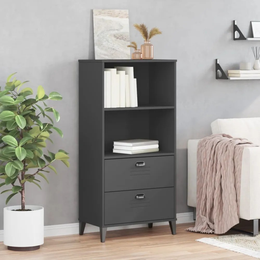 VIKEN antracitszürke szerelt fa könyvszekrény 60 x 35 x 123 cm