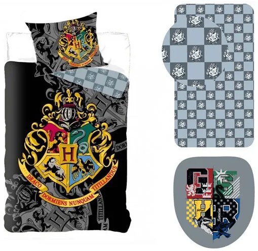 Harry Potter ágyneműhuzat, gumis lepedő és formarárna szett (Crest)