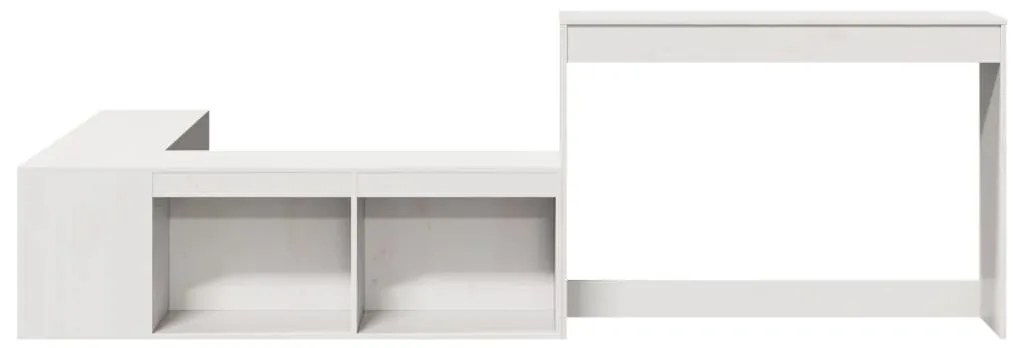 Fehér tömör fenyőfa éjjeliszekrény íróasztallal 232x112x75 cm