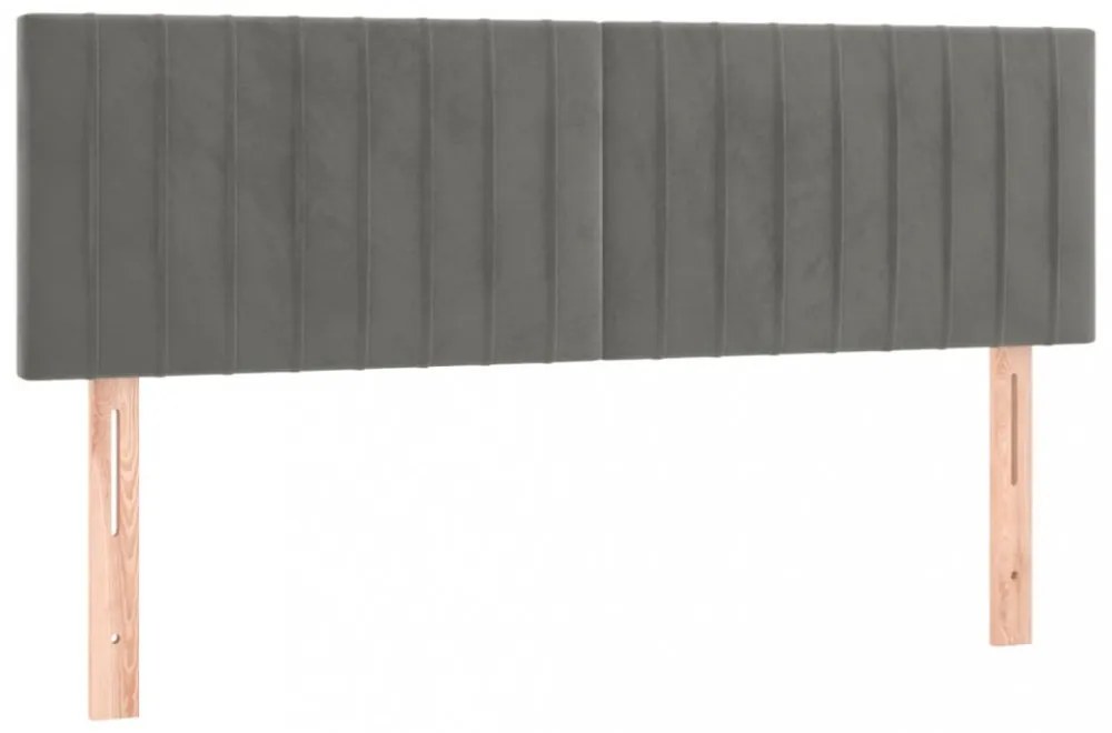világosszürke bársony LED-es fejtámla 144x5x78/88 cm