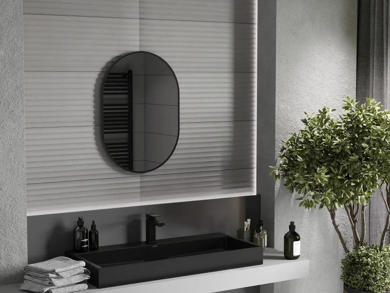 Mexen Loft ovális fürdőszobai tükör 70 x 50 cm, fekete keret - 9851-070-050-000-70
