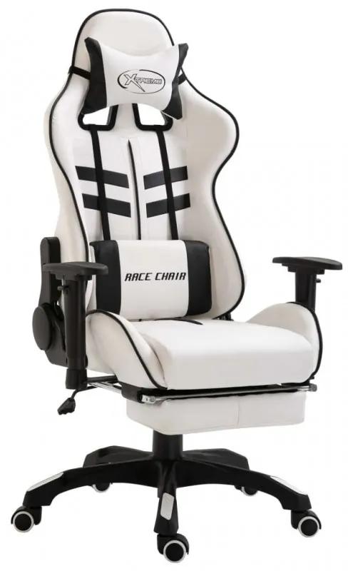 Fekete műbőr gamer szék lábtartóval